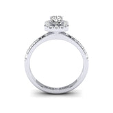 Gabriano Kylie 4 tırnaklı tektaş yüzük; GIA-HRD sertifikalı radiant pırlanta ve beyaz altın montürün yandan görünüşü